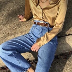 100% Silk Gold Blouse